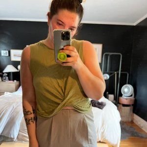 Anthropologie green twisted tank top